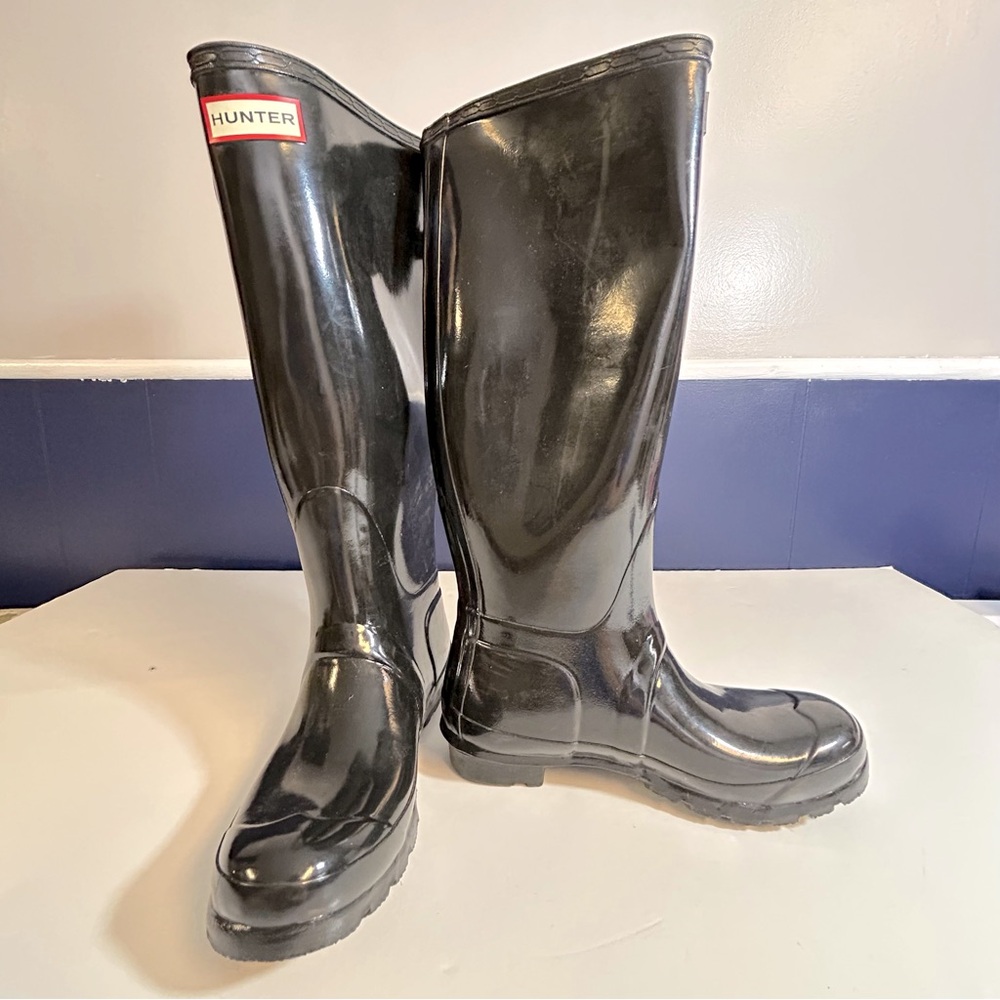 Hunter Women’s Original Tall Gloss Rain Boots in‎ Black Size 7